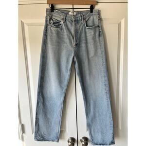 AGOLDE 90s Mid Rise Loose Fit Jeans Distressed Snapshot Button Closure | Size 28
